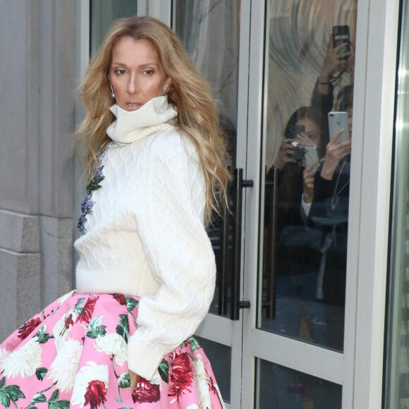 Celine Dion à la sortie de son hôtel à New York, le 8 mars 2020 
