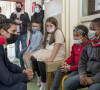 Le secrétaire d'Etat auprès du Premier ministre et porte parole du gouvernement, Gabriel Attal accompagne le déploiement de la campagne de tests salivaires dans l'école Jules Valles de Lyon, France, le 26 février 2021.