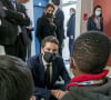 Le secrétaire d'Etat auprès du Premier ministre et porte parole du gouvernement, Gabriel Attal accompagne le déploiement de la campagne de tests salivaires dans l'école Jules Valles de Lyon, France, le 26 février 2021.