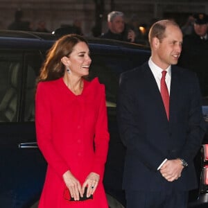 Le prince William, duc de Cambridge, et Catherine (Kate) Middleton, duchesse de Cambridge, assistent au service de chant communautaire Together At Christmas à l'abbaye de Westminster, à Londrtes, Royaume Uni, le 8 décembre 2021.