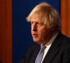 Boris Johnson donne une conférence de presse sur les décisions du gouvernement face à la montée des contaminations du variant Omicron à Londres le 8 décembre 2021.