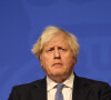 Boris Johnson donne une conférence de presse sur les décisions du gouvernement face à la montée des contaminations du variant Omicron à Londres le 8 décembre 2021.