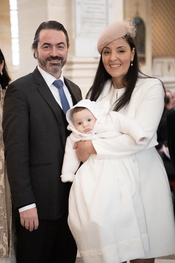 Prince Joachim Murat et sa femme la princesse Yasmine Murat - Baptême du prince Joachim Georges Laurent Napoléon Murat à la cathédrale Saint-Louis des Invalides, à Paris