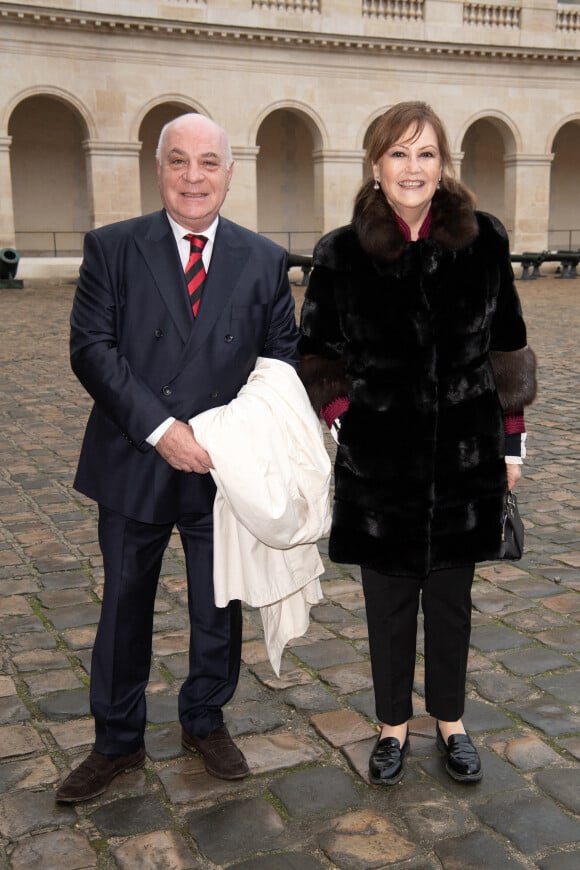 Princess Caroline Murat and her husband Antoine Turzi - Baptême du prince Joachim Georges Laurent Napoléon Murat à la cathédrale Saint-Louis des Invalides, à Paris, le 12 décembre 2021.