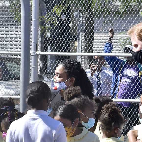 Le prince Harry, duc de Sussex et Meghan Markle ont visité l'école primaire P.S. 123 Mahalia Jackson d'Harlem avant d'aller déjeuner au restaurant Melba's à New York, le 24 septembre 2021. Meghan Markle et le prince Harry se sont rendus vendredi dans u