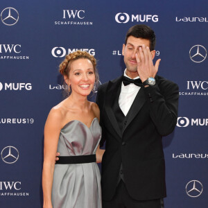 Jelena Djokovic et son mari Novak Djokovic - Les célébrités posent sur le tapis rouge lors de la soirée des "Laureus World sports Awards" à Monaco le 18 février, 2019.