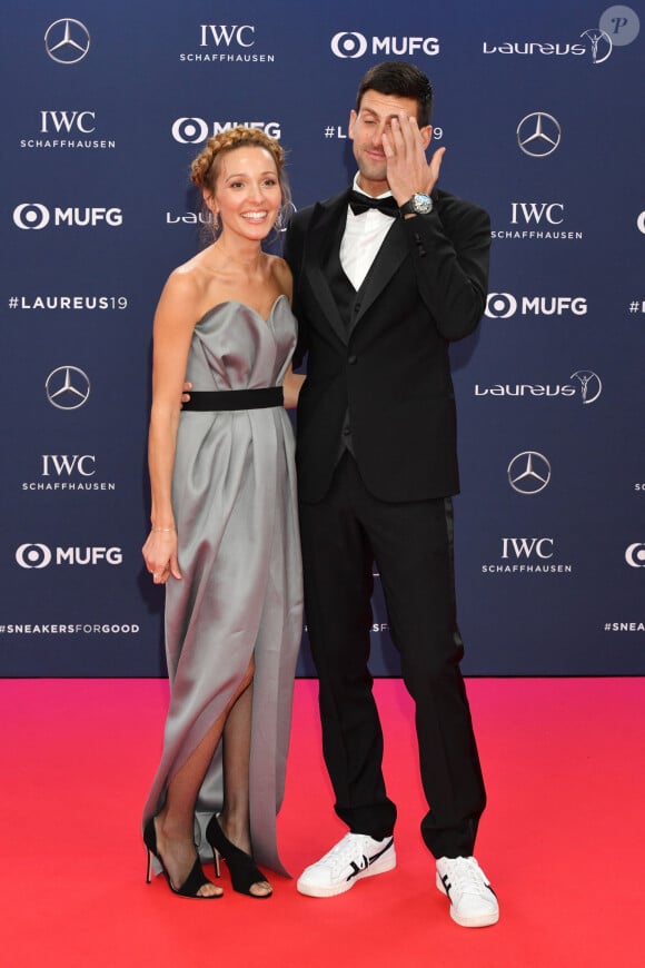 Jelena Djokovic et son mari Novak Djokovic - Les célébrités posent sur le tapis rouge lors de la soirée des "Laureus World sports Awards" à Monaco le 18 février, 2019.