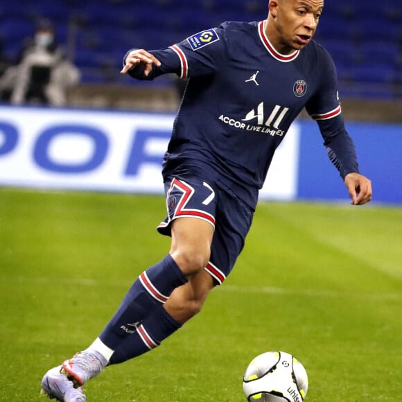 Kylian Mbappe / PSG - Match de Ligue 1 Uber Eats "Lyon - PSG (1-1)" au stade Groupama Stadium, le 9 janvier 2022.