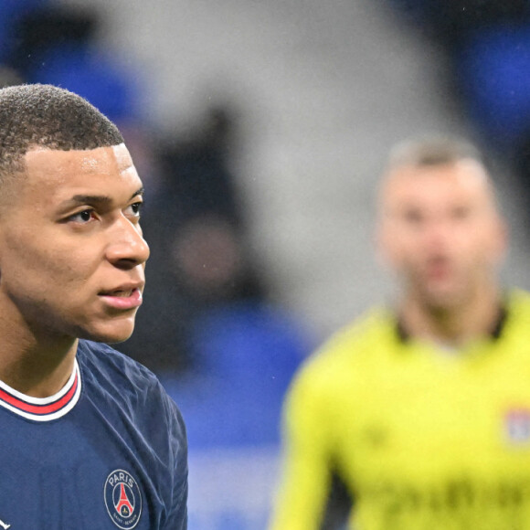 Kylian Mbappe (psg) - Match de Ligue 1 Uber Eats "Lyon - PSG (1-1)" au stade Groupama Stadium, le 9 janvier 2022. © Frédéric Chambert / Panoramic / Bestimage