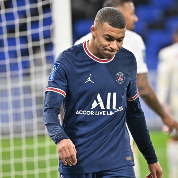 Kylian Mbappe (psg) - Match de Ligue 1 Uber Eats "Lyon - PSG (1-1)" au stade Groupama Stadium, le 9 janvier 2022.