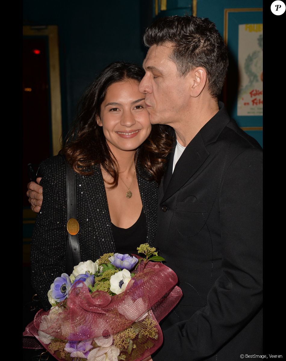 Exclusif - Marc Lavoine et sa compagne Line Papin à la générale de presse du spectacle musicale " Les Souliers Rouges " aux Folies Bergères à Paris, France, le 4 février 2020. © Veeren/Bestimage