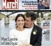 Photo du mariage de Marc Lavoine et Line Papin, en couverture de "Paris Match", juillet 2020.