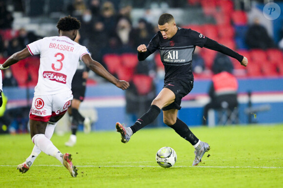 Kylian Mbappe (PSG) - Match de Ligue 1 Uber Eats "PSG - Brest (2-0)" au stade du Parc des Princes, le 15 janvier 2022.