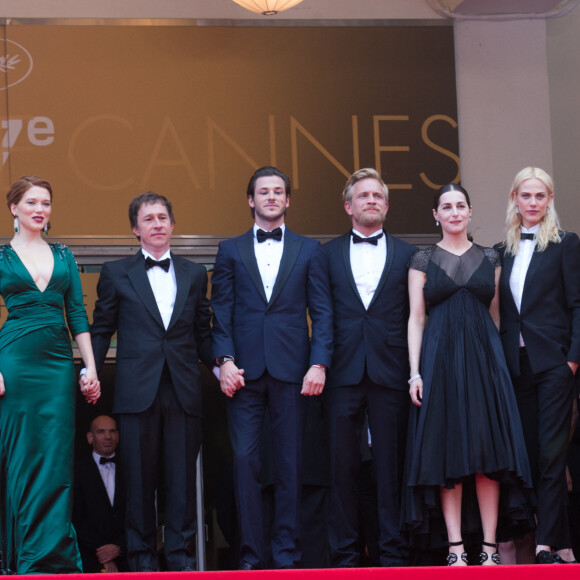 Léa Seydoux, Bertrand Bonello, Gaspard Ulliel, Jérémie Renier, Amira Casar, Aymeline Valade et guest - Montée des marches du film " Saint Laurent" lors du 67 ème Festival du film de Cannes – Cannes le 17 mai 2014. 