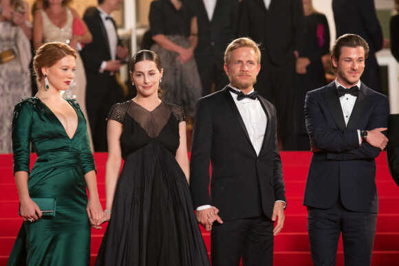 Léa Seydoux, Amira Casar, Jérémie Renier, Gaspard Ulliel - Descente des marches du film " Saint Laurent" lors du 67 ème Festival du film de Cannes – Cannes le 17 mai 2014. 