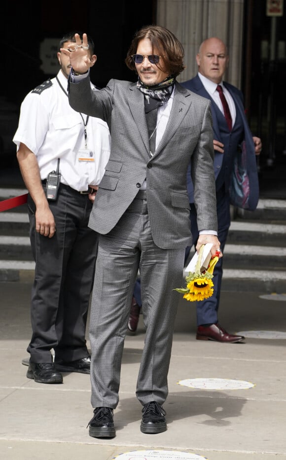 Johnny Depp à la cour royale de justice à Londres, pour le procès en diffamation contre le magazine The Sun et son ex-femme Ambert Heard. Londres.