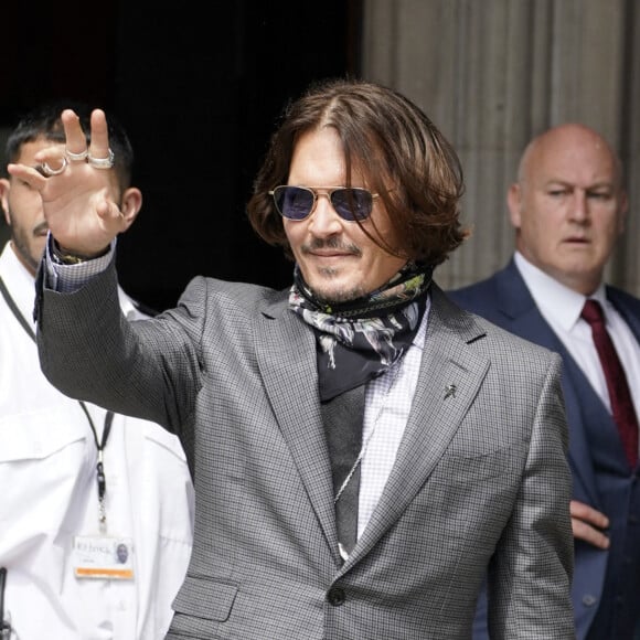 Johnny Depp à la cour royale de justice à Londres, pour le procès en diffamation contre le magazine The Sun et son ex-femme Ambert Heard. Londres.