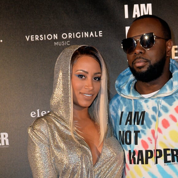 Le rappeur Gims (Maître Gims - Gandhi Djuna) et sa femme Demdem Djuna lors de la soirée de lancement de la collection capsule "I'm not a rapper" de la marque Elevenparis (Eleven Paris) à Paris, France, le 11 avril 2019. © Veeren/Bestimage 