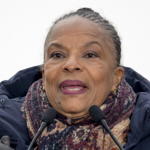 Christiane Taubira annonce sa candidature à l'élection présidentielle de 2022 à dans le quartier de la Croix-Rousse à Lyon, le 15 janvier 2022.