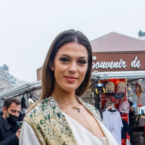 Iris Mittenaere arrive au défilé Stéphane Rolland, collection Haute Couture printemps-été 2022, au Palais de Chaillot. Paris, France, le 25 janvier 2022. © Veeren-Clovis/Bestimage