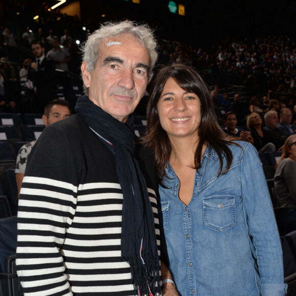 Raymond Domenech et sa compagne Estelle Denis lors de la finale du BNP Paribas masters entre Novak Djokovic et Andy Murray à l'Accor Hotels Arena à Paris. © Veeren / Bestimage