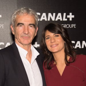 Raymond Domenech et sa compagne Estelle Denis - Soirée des animateurs du Groupe Canal+ au Manko à Paris. Le 3 février 2016