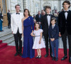 Le prince Joachim de Danemark, la princesse Marie, leurs enfants le prince Nikolai le prince Felix, le prince Henrik et la princesse Athena - Dîner donné par la reine M. de Danemark à l'occasion des 50 ans du prince J. de Danemark au château de Amalienborg à Copenhague le 7 juin 2019