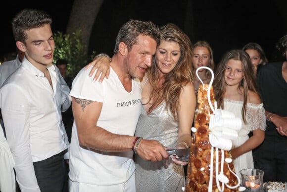 Benjamin Castaldi, sa femme Aurore Aleman et son fils Julien Castaldi - Soirée de mariage de Benjamin Castaldi et Aurore Aleman au Mas de La Rose à Eygalières, le 27 août 2016. © Jacovides-Moreau/Bestimage