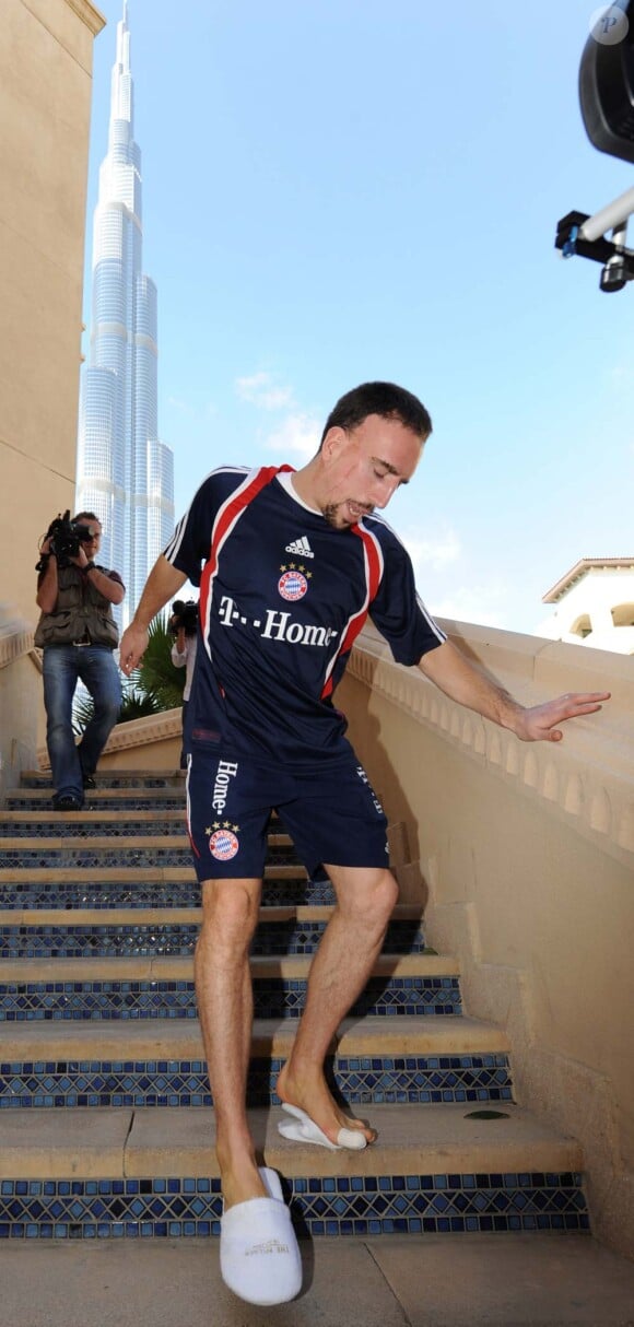 Franck Ribéry dans un remake de Cendrillon à Dubaï, le 6 janvier 2010.