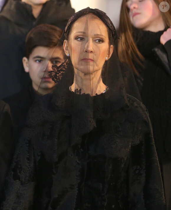 Céline Dion - Sorties des obsèques nationales de René Angélil en la Basilique Notre-Dame de Montréal, le 22 janvier 2016. © Morgan Dessales/Bestimage 