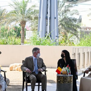 Le roi Philippe et la reine Mathilde de Belgique visitent le pavillon Belge lors de la journée de la Belgique à l'exposition universelle Expo Dubaï 2020, à Dubaï, Emirats Arabes Unis, le 5 février 2022. © Frédéric Andrieu/Bestimage