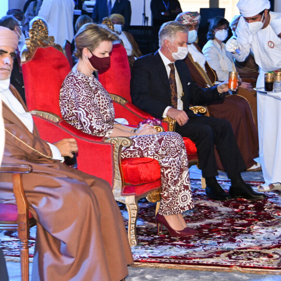 Le roi Philippe et la reine Mathilde de Belgique en visite officielle à Oman le 4 février 2022. © F.Andrieu / Agencepeps / Bestimage