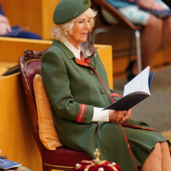 Le prince Charles, prince de Galles, et Camilla Parker Bowles, duchesse de Cornouailles, au Parlement écossais à Edimbourg, Ecosse, Royaume Uni, le 2 octobre 2021.