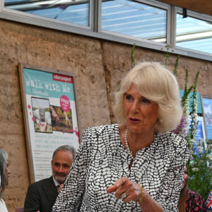 La reine Elisabeth II, Camilla Parker Bowles, duchesse de Cornouailles, et Catherine Kate Middleton, duchesse de Cambridge, participent au Big Lunch Initiative en marge du sommet du G7 à Saint Ives le 11 juin 2021.