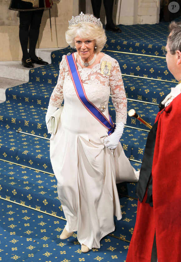 Camilla Parker Bowles, la duchesse de Cornouailles - Ceremonie d'ouverture du Parlement a Londres, le 8 mai 2013.
