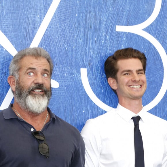 Mel Gibson et Andrew Garfield lors du photocall du film "Tu ne tueras point" au 73ème festival du film de Venise, la Mostra le 4 septembre 2016.