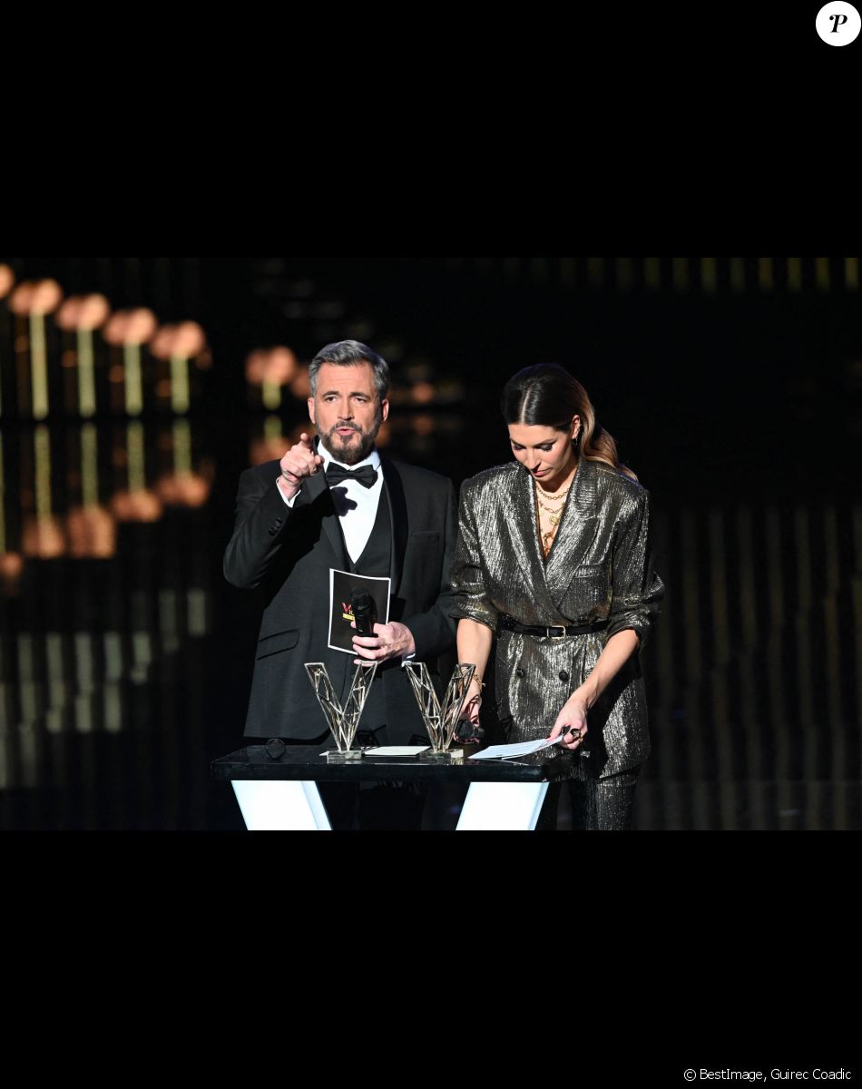 Olivier Minne et Laury Thilleman lors de la 37ème cérémonie des Victoires de la musique à la Seine musicale de Boulogne-Billancourt, le 11 février 2022. © Guirec Coadic/Bestimage