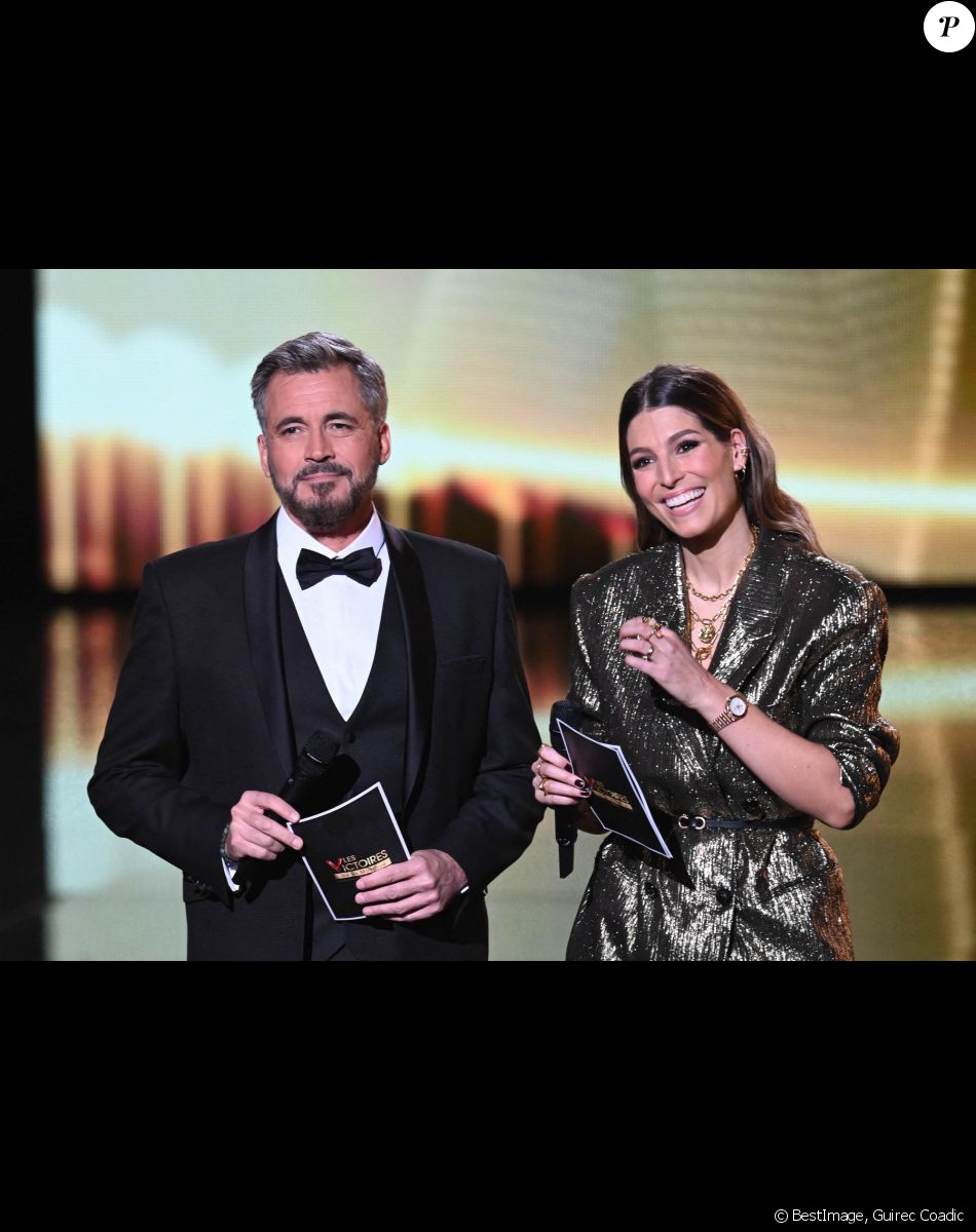 Olivier Minne et Laury Thilleman lors de la 37ème cérémonie des Victoires de la musique à la Seine musicale de Boulogne-Billancourt, le 11 février 2022. © Guirec Coadic/Bestimage