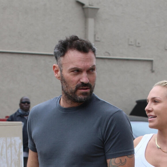 Exclusif - Brian Austin Green et Sharna Burgess se rendent à un entraînement de danse à Los Angeles le 6 octobre 2021.