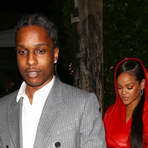 Rihanna, enceinte, et son compagnon A$AP Rocky ont dîné au restaurant "Giorgio Baldi" à Santa Monica, le 12 février 2022.