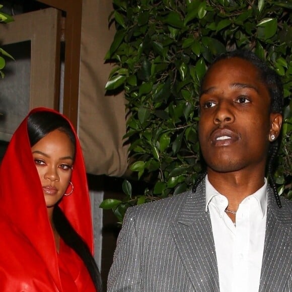 Rihanna, enceinte, et son compagnon A$AP Rocky ont dîné au restaurant "Giorgio Baldi" à Santa Monica, le 12 février 2022.