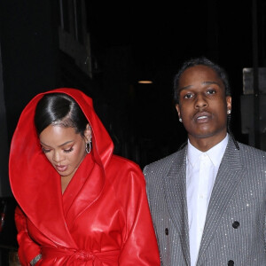 Rihanna, enceinte, et son compagnon A$AP Rocky ont dîné au restaurant "Giorgio Baldi" à Santa Monica, le 12 février 2022.