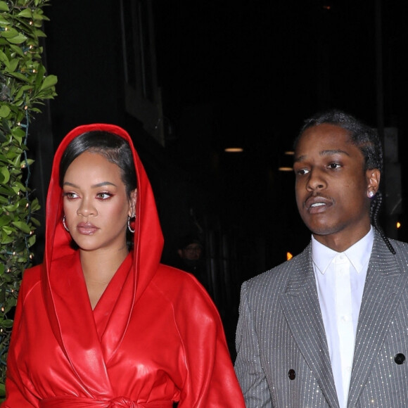 Rihanna, enceinte, et son compagnon A$AP Rocky ont dîné au restaurant "Giorgio Baldi" à Santa Monica, le 12 février 2022.