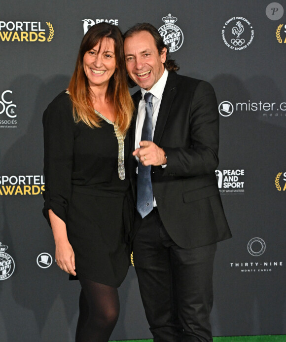 Philippe Candeloro et sa femme Olivia durant la soirée de la 32e édition des Sportel Awards au Grimaldi Forum à Monaco. © Bruno Bebert/Bestimage