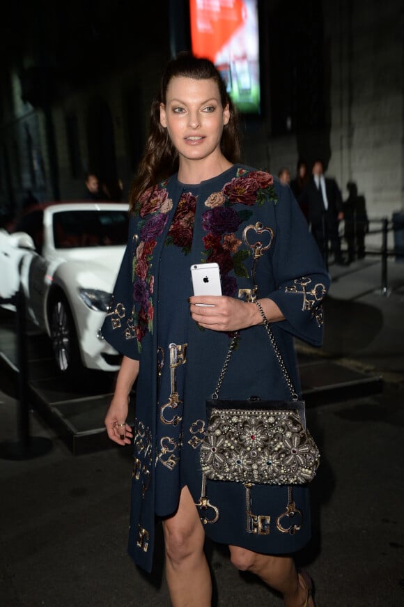 Linda Evangelista - Arrivées des people à la soirée "Vogue 50 Archive" lors de la fashion week de Milan. Le 21 septembre 2014.
