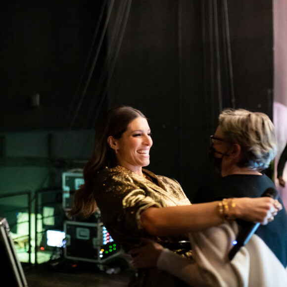 Exclusif - Laury Thilleman en backstage lors la 37ème cérémonie des Victoires de la musique à la Seine musicale de Boulogne-Billancourt, le 11 février 2022. © Tiziano Da Silva / Cyril Moreau / Bestimage 