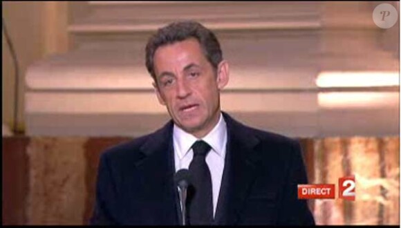 Nicolas Sarkozy à l'enterrement de Philippe Séguin en l'église Saint-Louis-des-Invalides. 11 janvier 2010