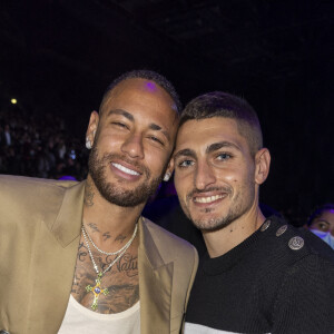 Neymar Jr et Marco Verratti - People au défilé de mode Femmes prêt-à-porter printemps-été 2022 "Balmain" à la Seine Musicale à Paris. Le 29 septembre 2021 © Olivier Borde / Bestimage