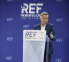 Le candidat du Parti Communiste Français (PCF) à l'élection présidentielle de 2022, Fabien Roussel lors de la REF Présidentille du Mouvement des entreprises de France (MEDEF) à la Station F à Paris, France, le 21 février 2022.