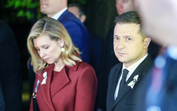 Le président Volodymyr Zelensky et sa femme Olena lors de la commémoration du massacre de la seconde guerre mondiale en 2021